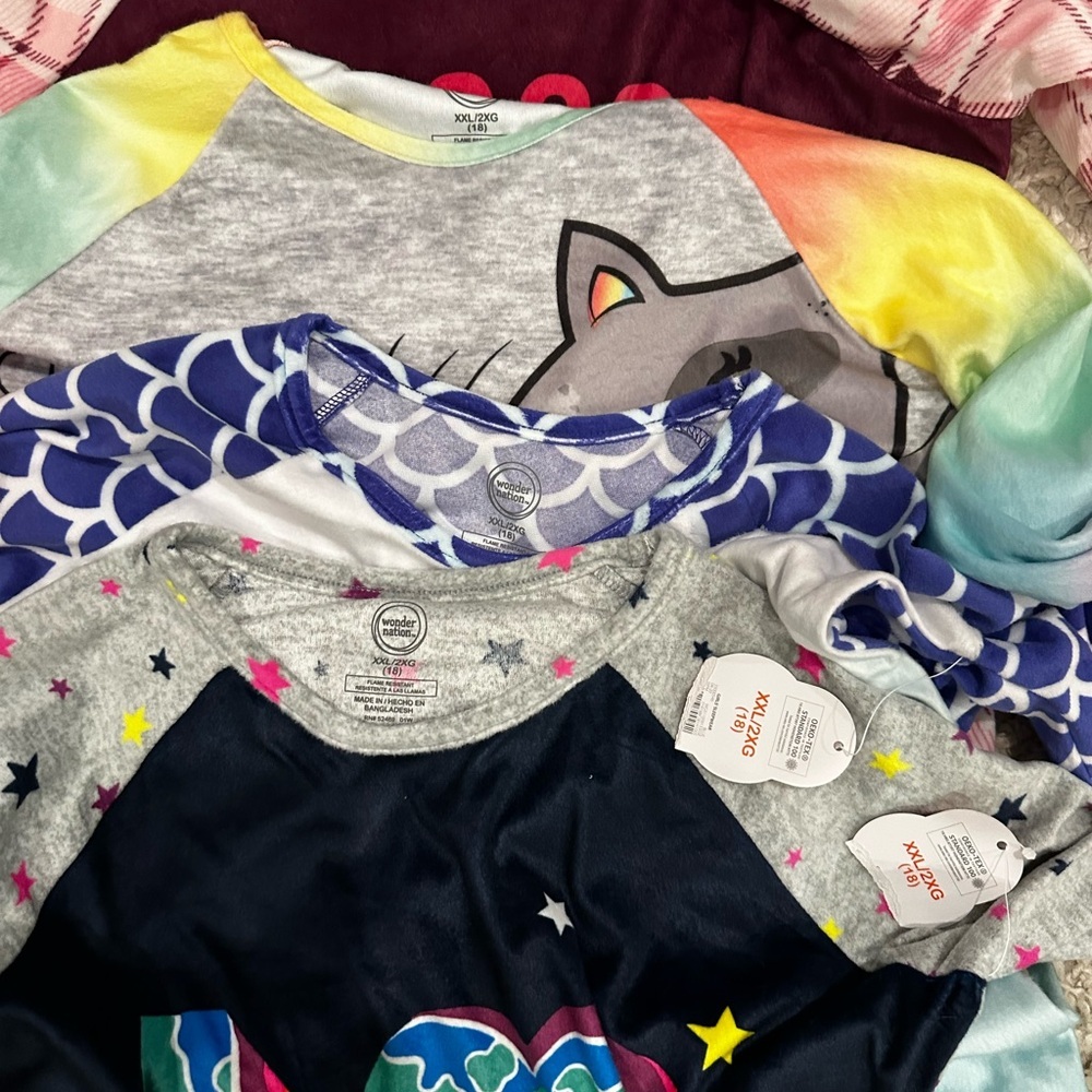 KIDS PAJAMAS BUNDLE of 4 size XXL (18) WONDER NATION NWT! - Picture 2 of 8